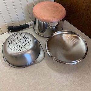 Revere Ware 3qt Saucepan/Steamer Insert & Lid Copper Bottom